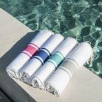 St Tropez - Fouta Blanche - Blanc/Rose Fuchsia