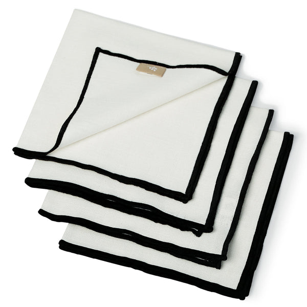 Ernest - Lot De 4 Serviettes De Table - Blanc/Noir