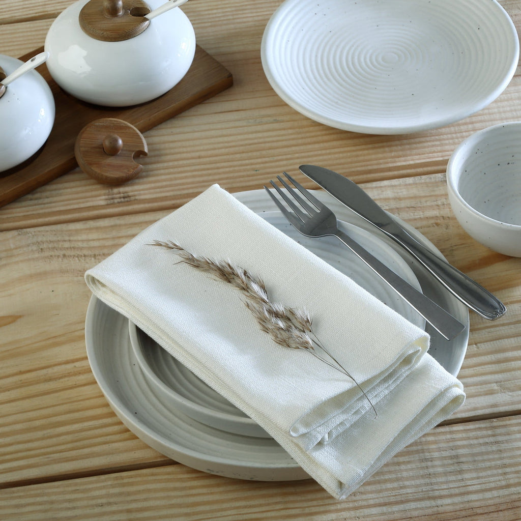 Louis - Lot De 4 Serviettes De Table - Blanc