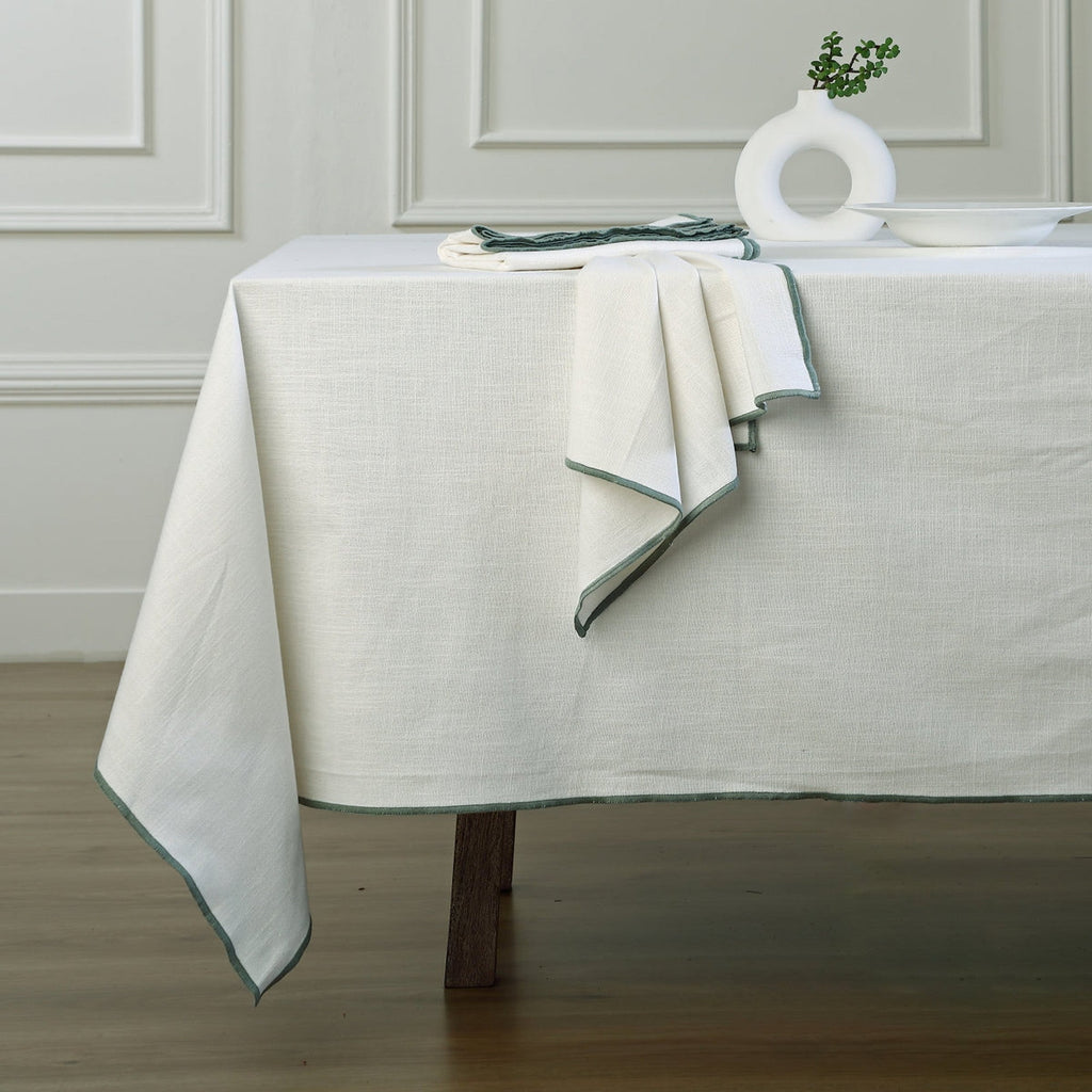 Jules - Lot De 4 Serviettes De Table - Blanc/Céladon