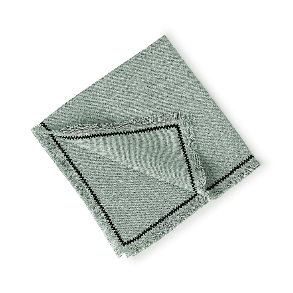 Gabriel - Lot De 4 Serviettes De Table - Vert Céladon/Noir