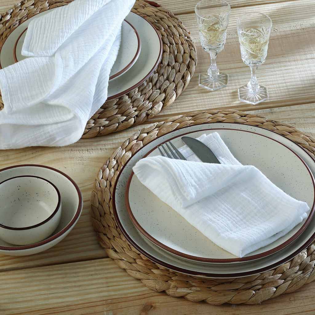 Carla - Lot De 4 Serviettes De Table - Blanc