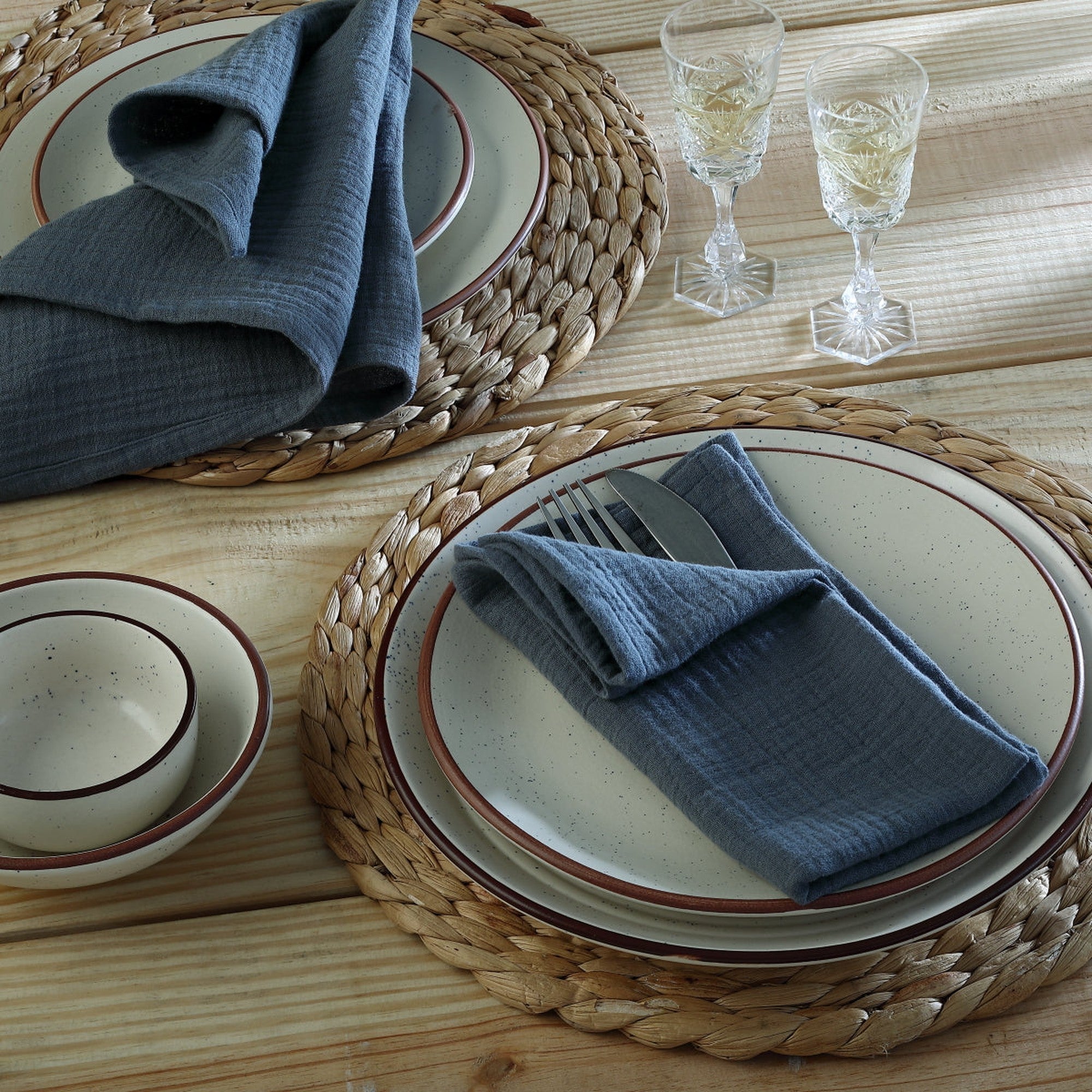 Carla - Lot De 4 Serviettes De Table - Bleu Orage