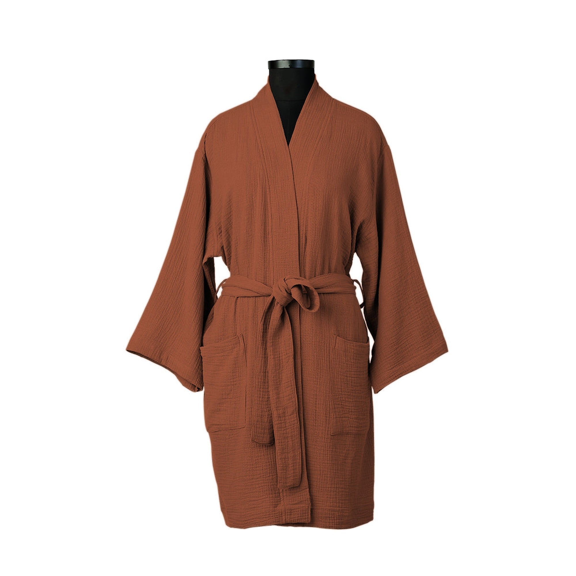Carla - Peignoir Kimono - Rouge Toscane