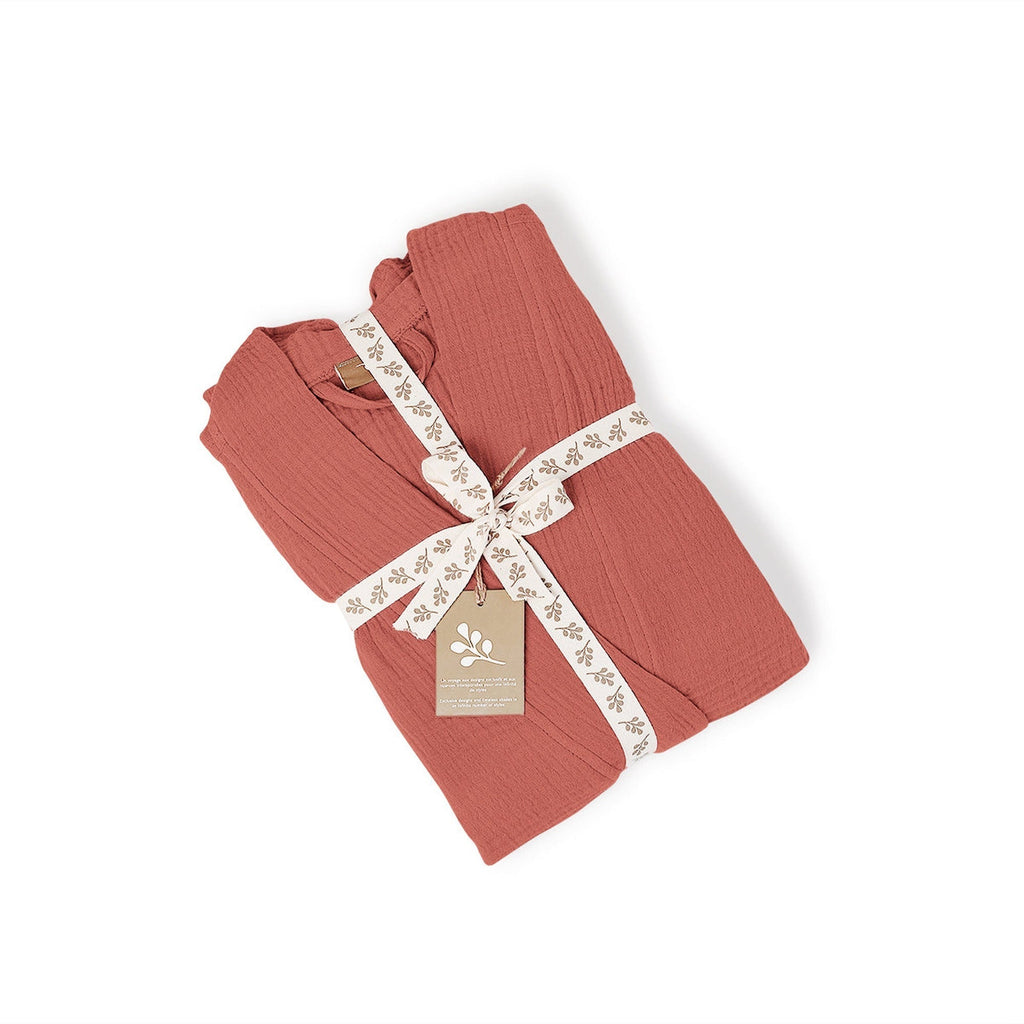 Carla - Peignoir Kimono - Rouge Toscane