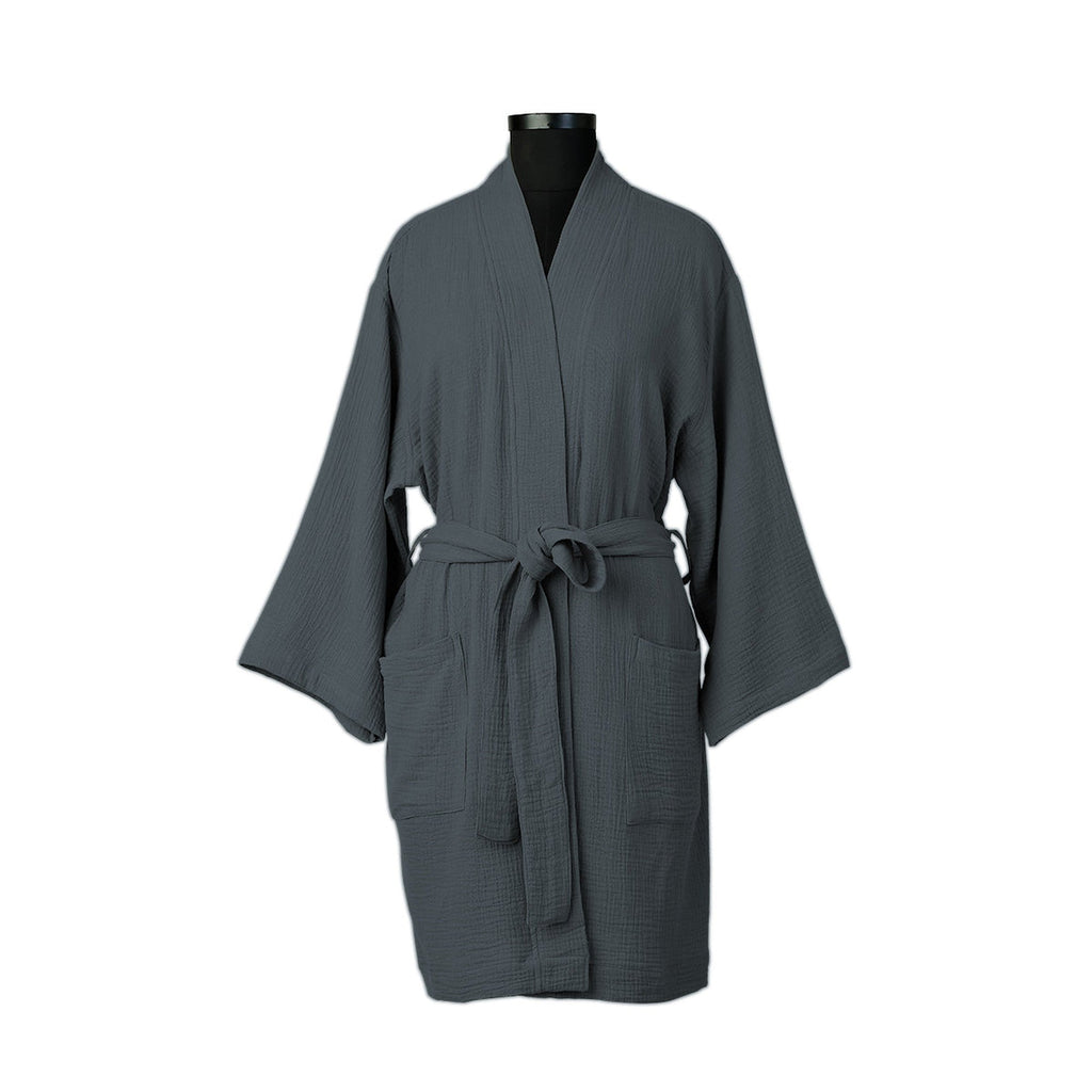 Carla - Peignoir Kimono - Bleu Orage