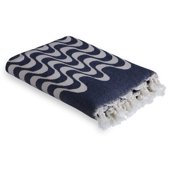 Cabana - Fouta Jacquard - Bleu Marine