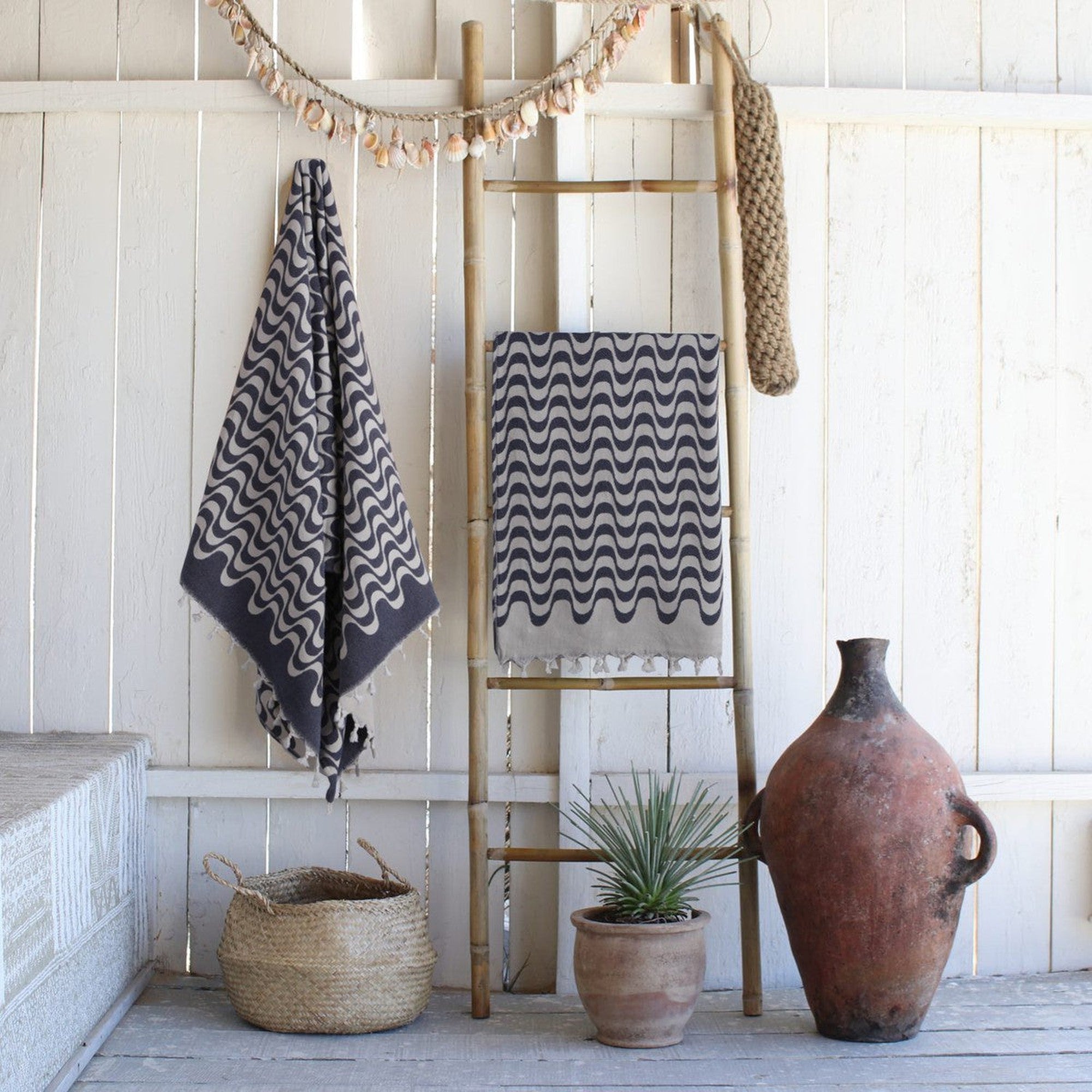 Cabana - Fouta Jacquard - Bleu Marine