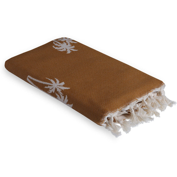 Palmier - Fouta Jacquard - Jaune Moutarde
