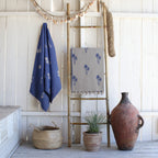 Palmier - Fouta Jacquard - Bleu Grec