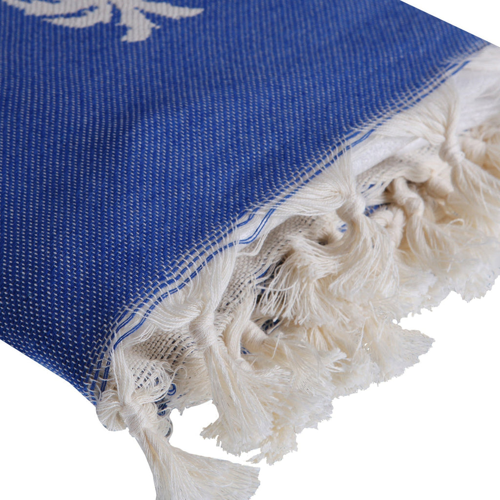 Palmier - Fouta Jacquard - Bleu Grec
