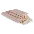 Hamptons - Foutas De Bain (1 Grande et 2 Petites) - Rose Poudré/Or