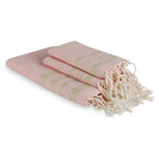 Hamptons - Foutas De Bain (1 Grande et 2 Petites) - Rose Poudré/Or