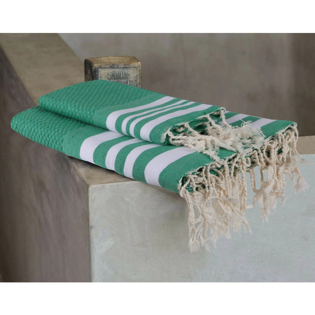 Hamptons - Foutas De Bain (1 Grande et 2 Petites) - Vert Brésil/Blanc