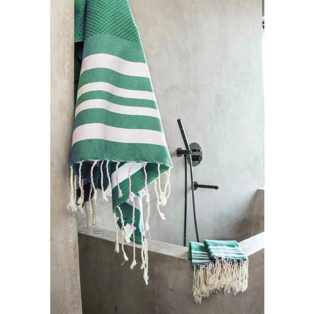 Hamptons - Foutas De Bain (1 Grande et 2 Petites) - Vert Brésil/Blanc