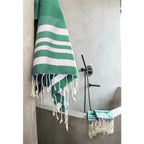 Hamptons - Foutas De Bain (1 Grande et 2 Petites) - Vert Brésil/Blanc