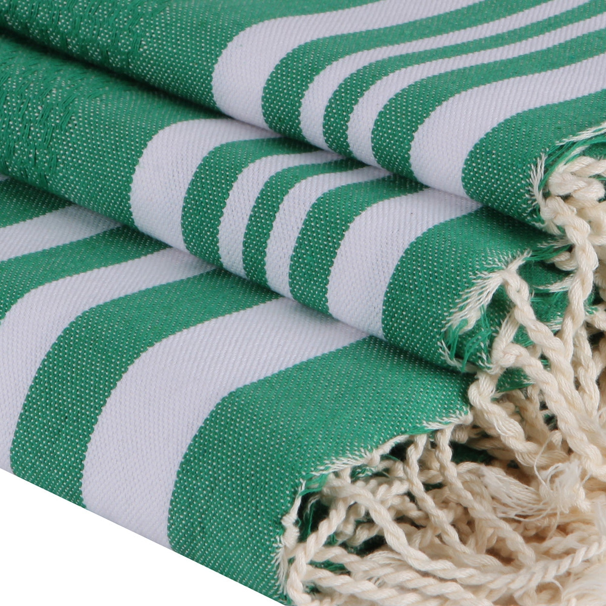 Hamptons - Foutas De Bain (1 Grande et 2 Petites) - Vert Brésil/Blanc