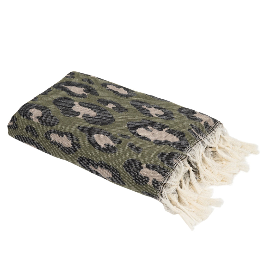 Leopard - Fouta Jacquard - Vert Kaki