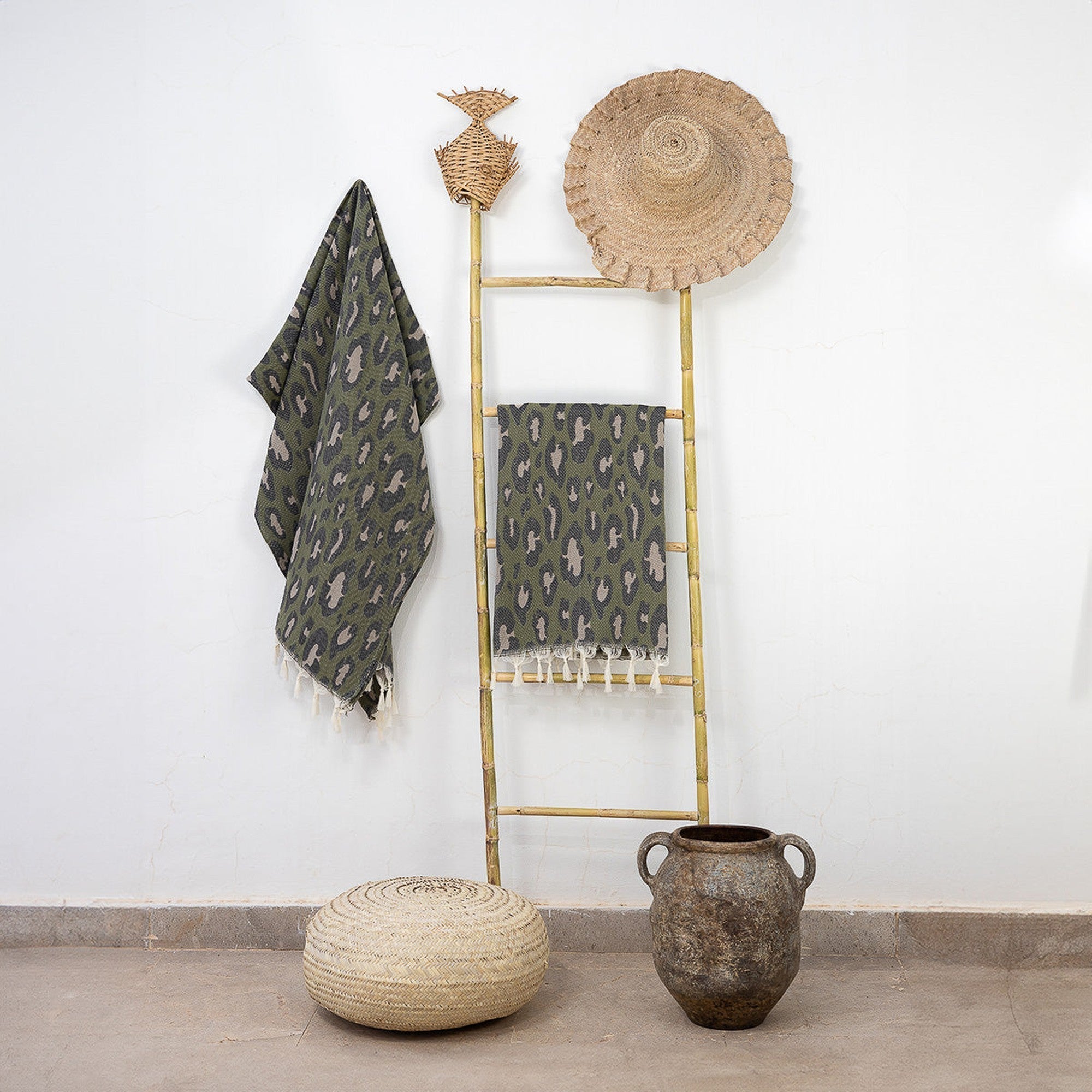 Leopard - Fouta Jacquard - Vert Kaki
