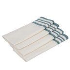 Mahdia - Lot De 4 Serviettes De Table - Blanc/Bleu Pétrole