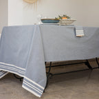 Mahdia - Nappe + 8 Serviettes - Bleu Jean
