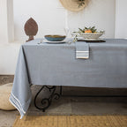Mahdia - Nappe + 8 Serviettes - Bleu Jean
