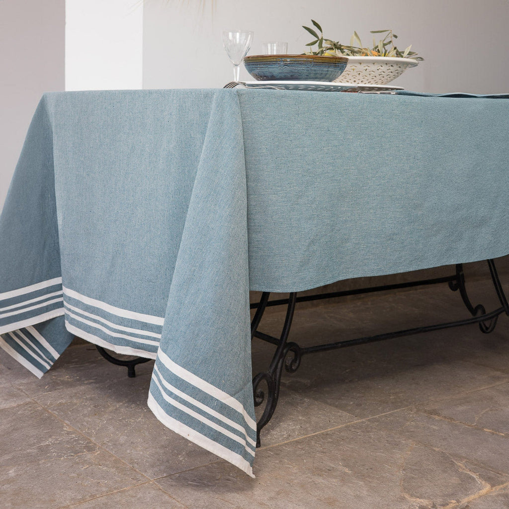Mahdia - Nappe + 8 Serviettes - Bleu Pétrole