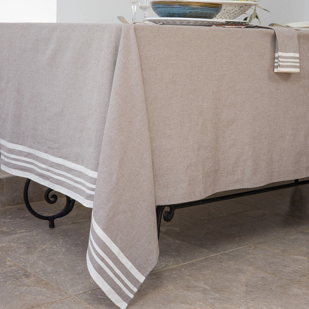 Mahdia - Nappe + 8 Serviettes - Taupe