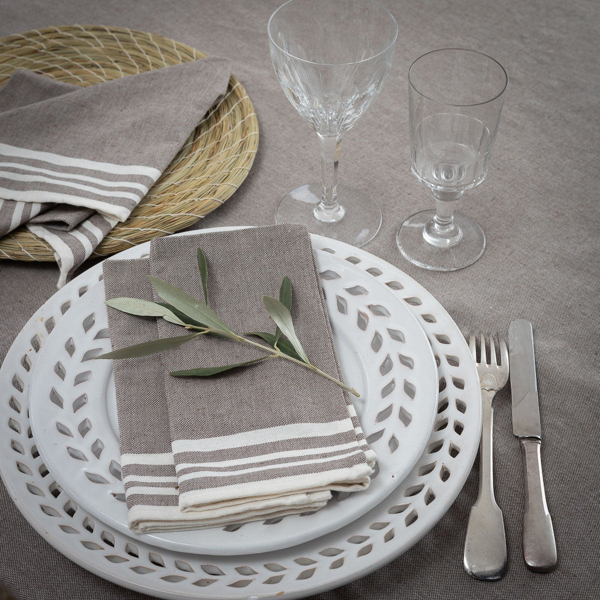 Mahdia - Lot De 4 Serviettes De Table - Taupe