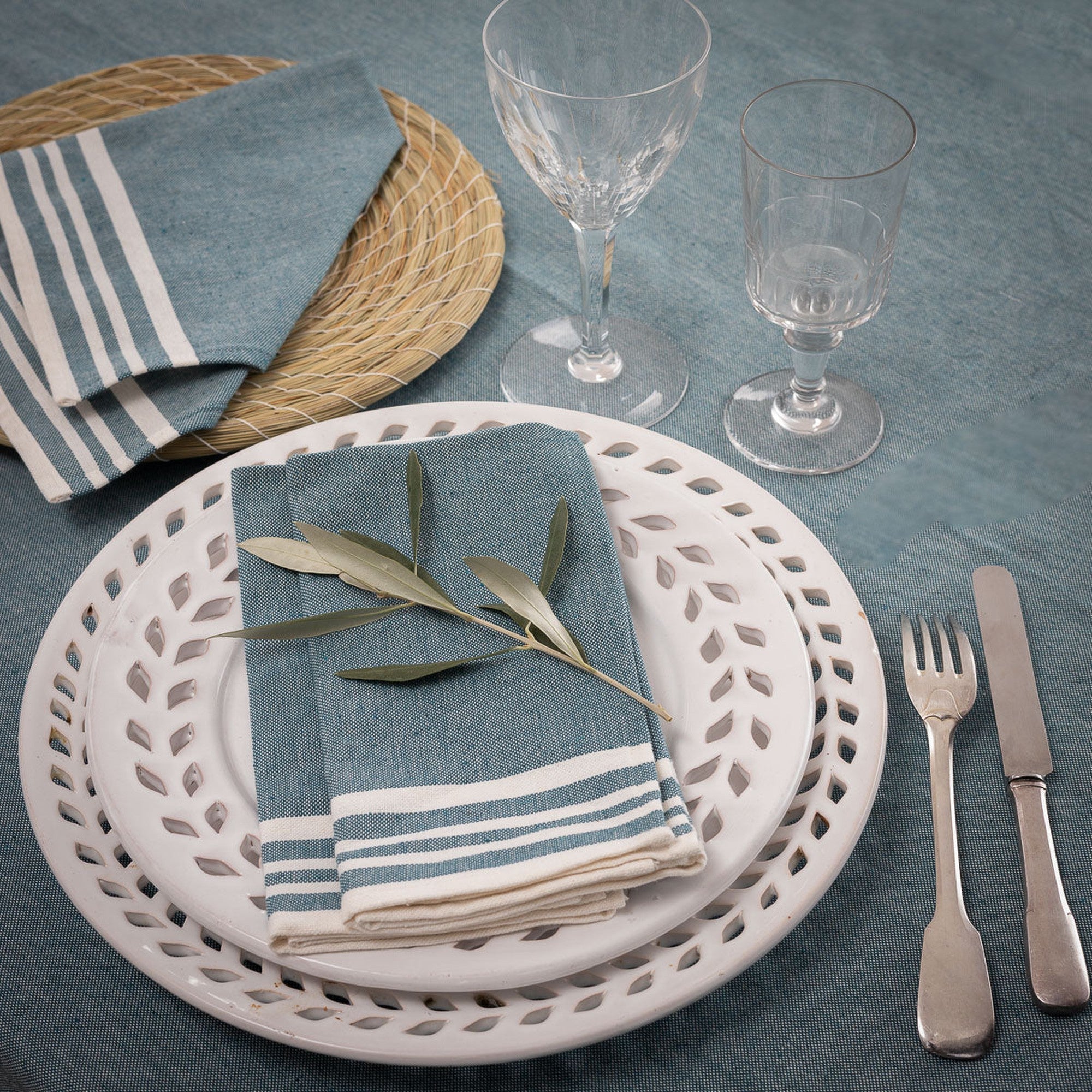 Mahdia - Lot De 4 Serviettes De Table - Bleu Pétrole