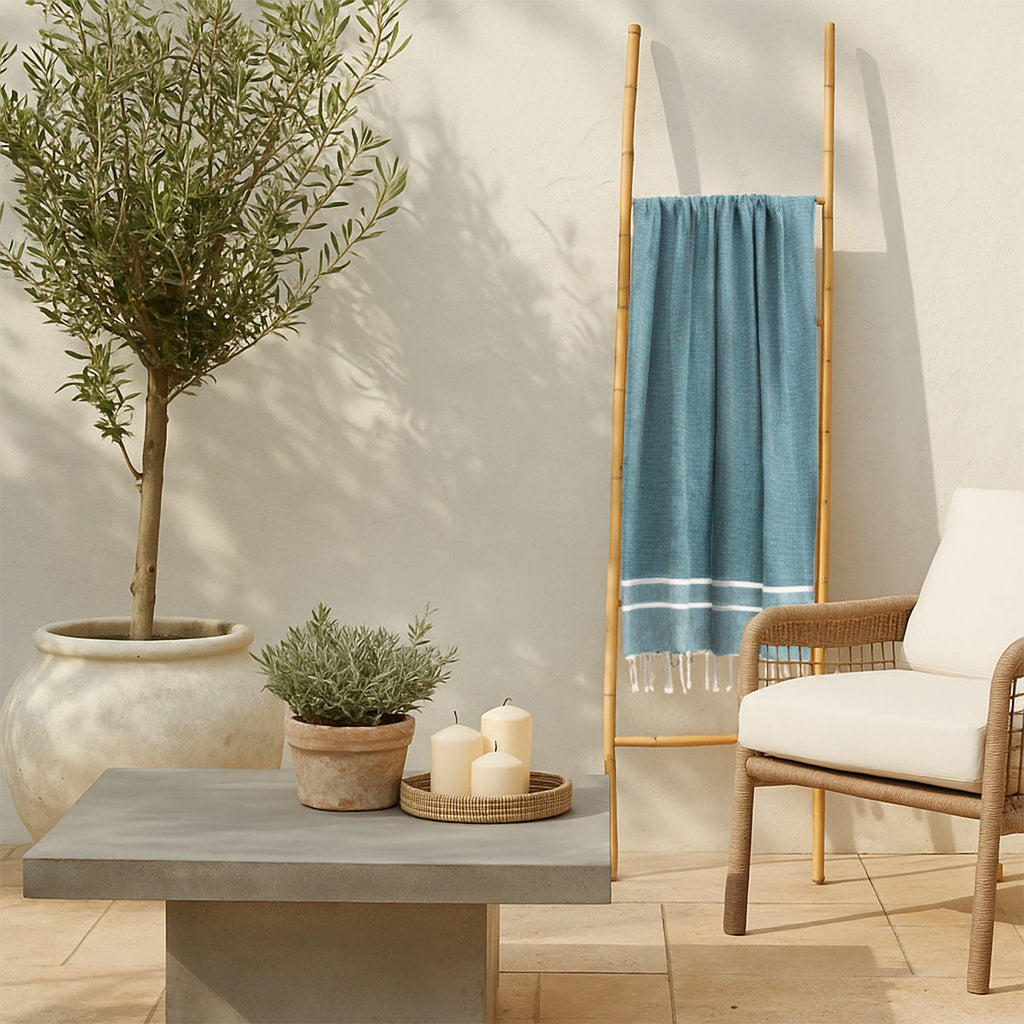 Sienna - Fouta Jacquard - Bleu Pétrole
