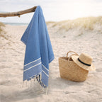 Sienna - Fouta Jacquard - Bleu Grec