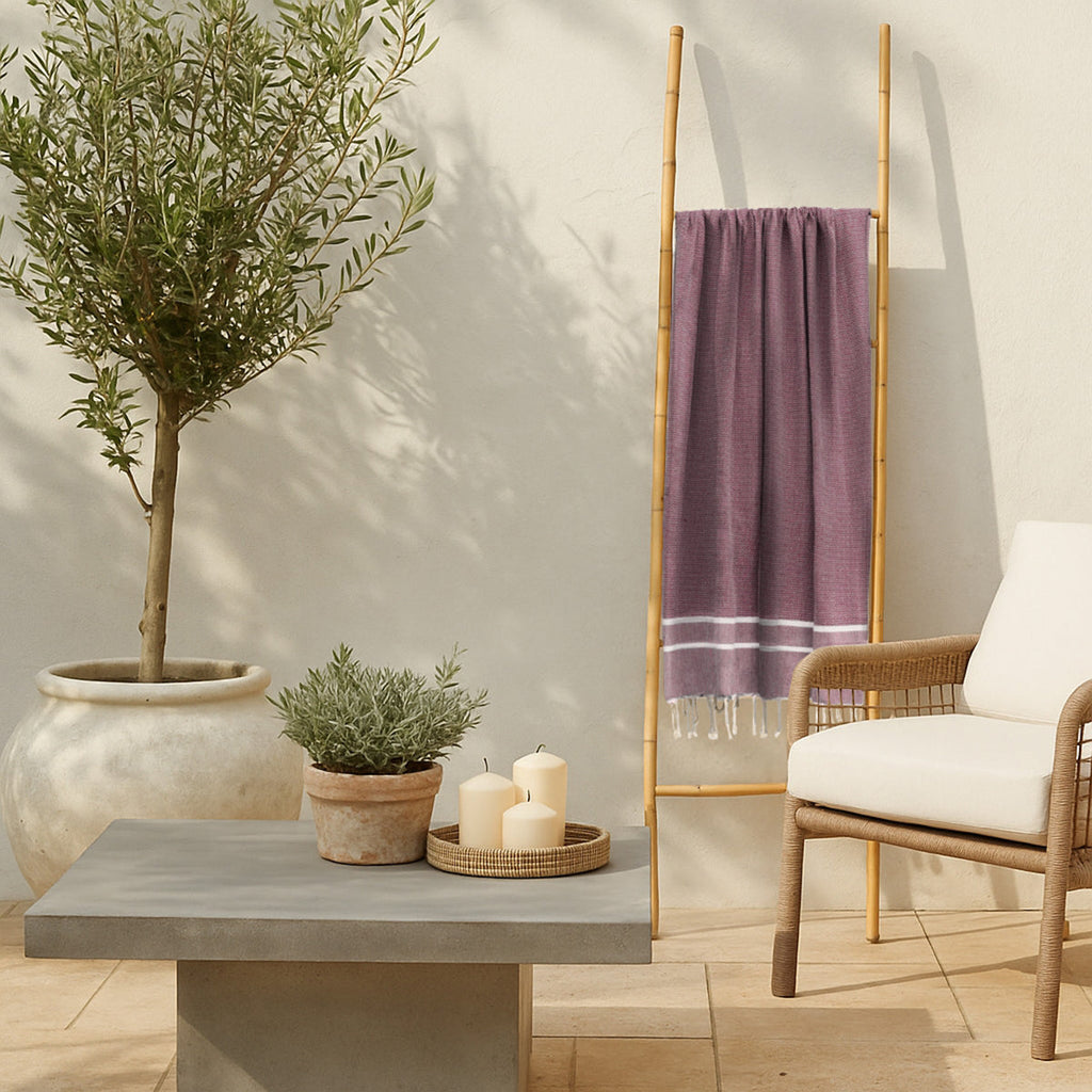 Sienna - Fouta Jacquard - Rouge Bordeaux