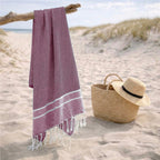 Sienna - Fouta Jacquard - Rouge Bordeaux