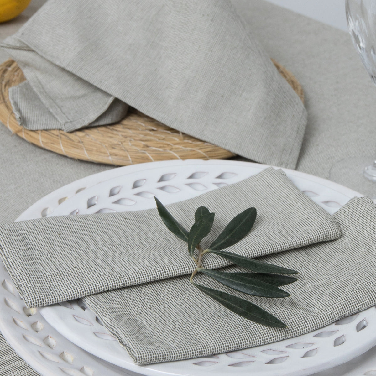 Colette - Lot De 4 Serviettes De Table - Vert Olive