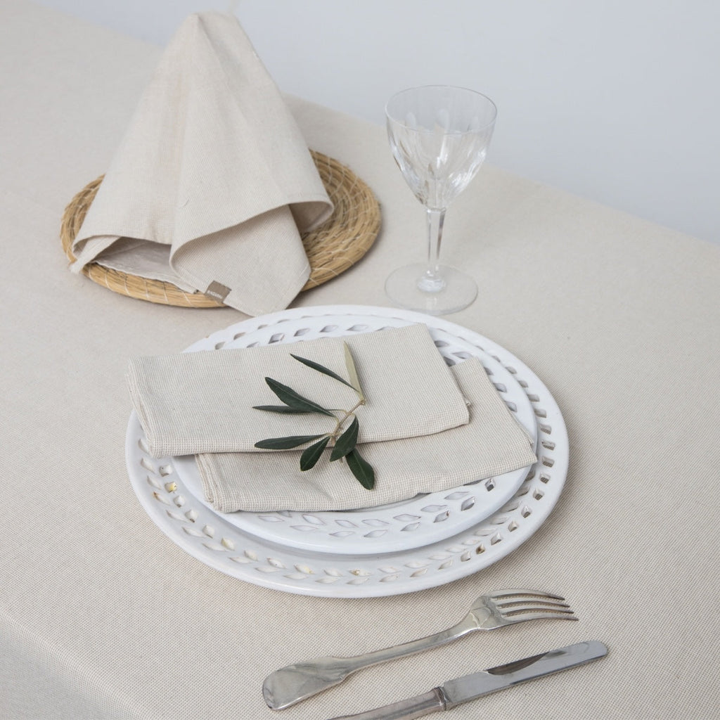 Colette - Lot De 4 Serviettes De Table - Taupe Clair