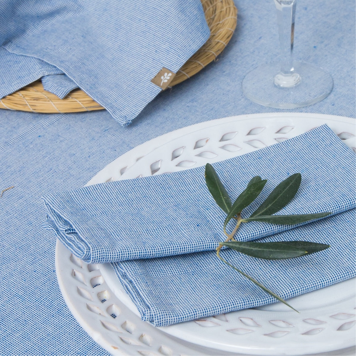 Colette - Lot De 4 Serviettes De Table - Bleu Grec