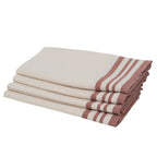 Guetary - Lot De 4 Serviettes De Table - Beige Lin/Rouge Tomette