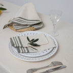 Guetary - Lot De 4 Serviettes De Table - Beige Lin/Vert Olive