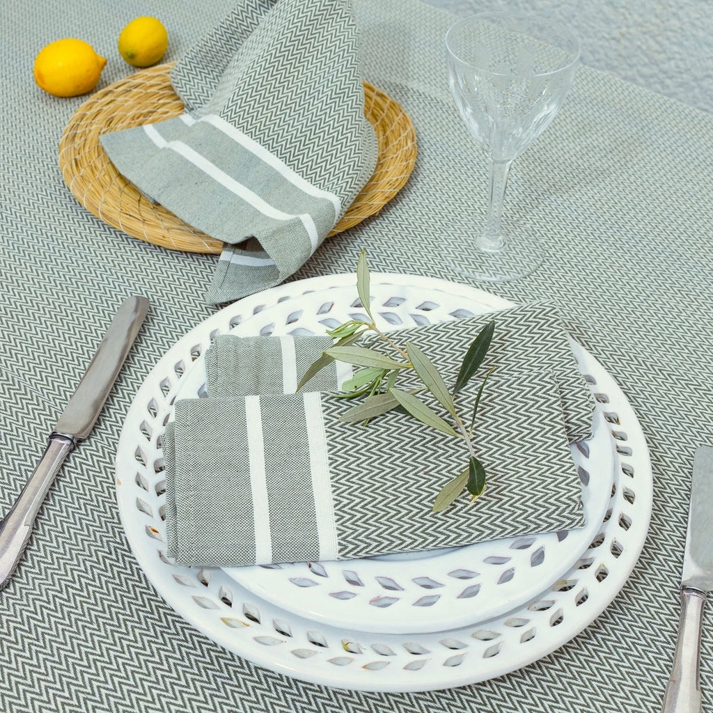 Sienna - Lot De 4 Serviettes De Table - Vert Olive