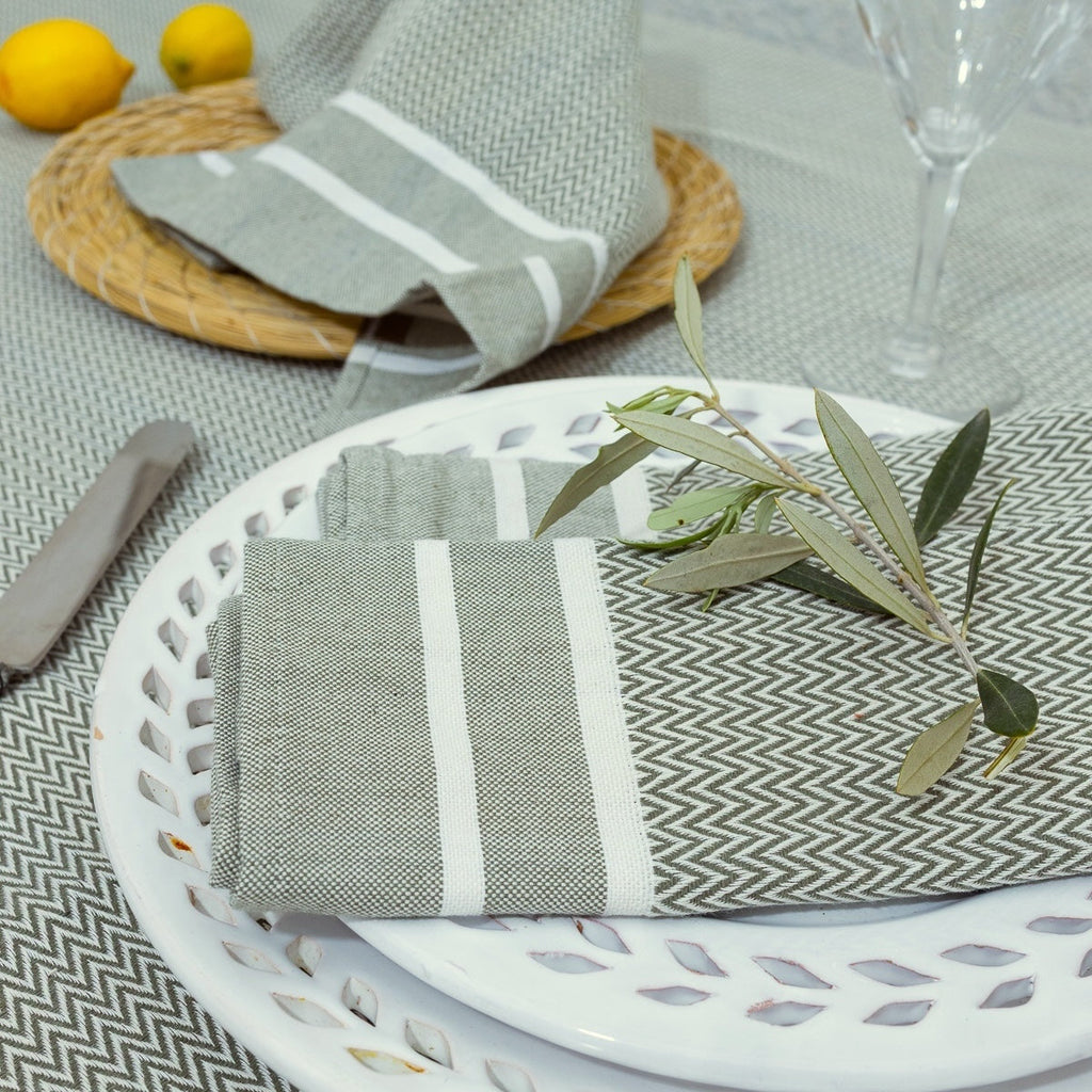 Sienna - Lot De 4 Serviettes De Table - Vert Olive