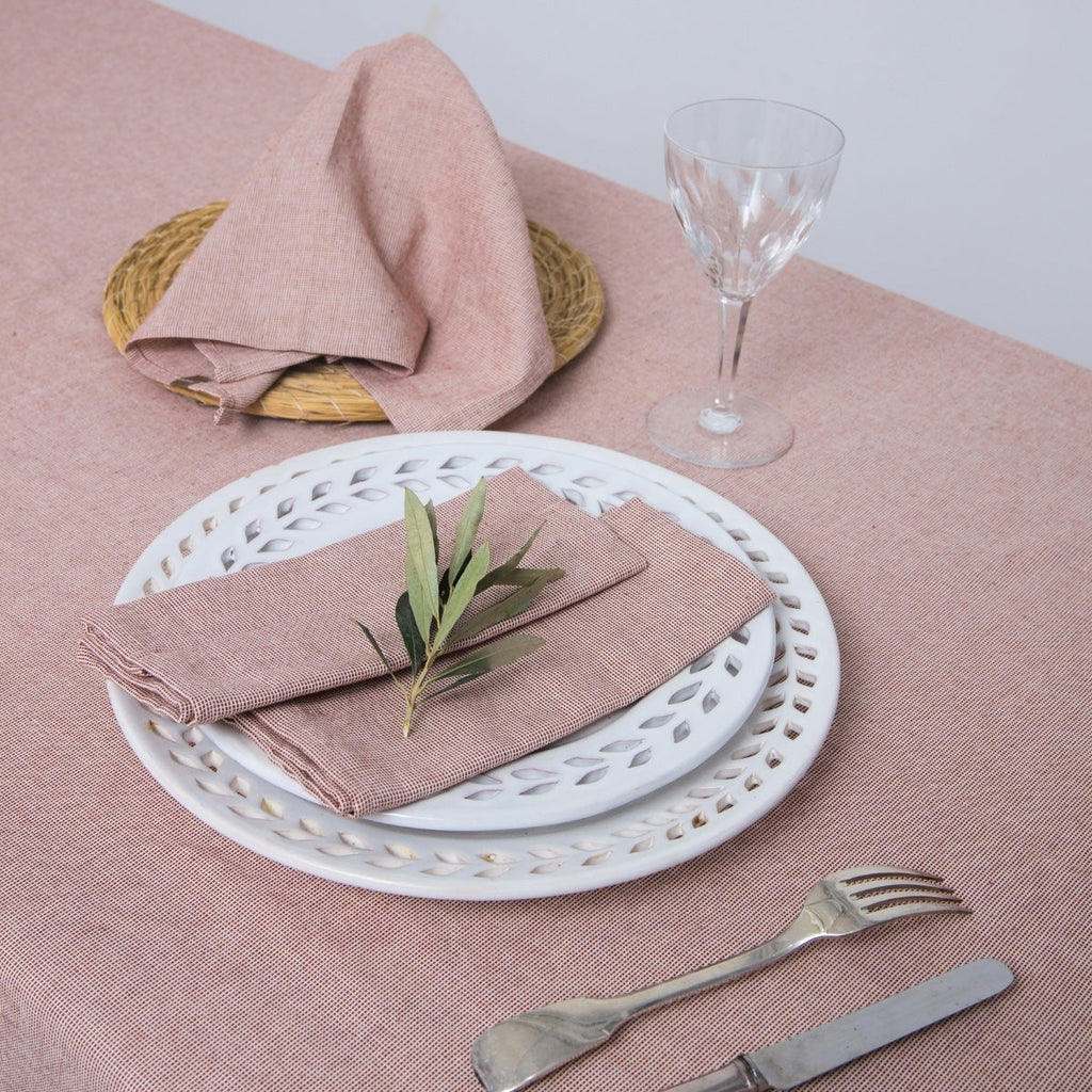 Colette - Nappe + 4 Serviettes - Rouge Tomette