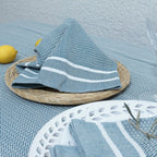 Sienna - Nappe + 4 Serviettes - Bleu Pétrole
