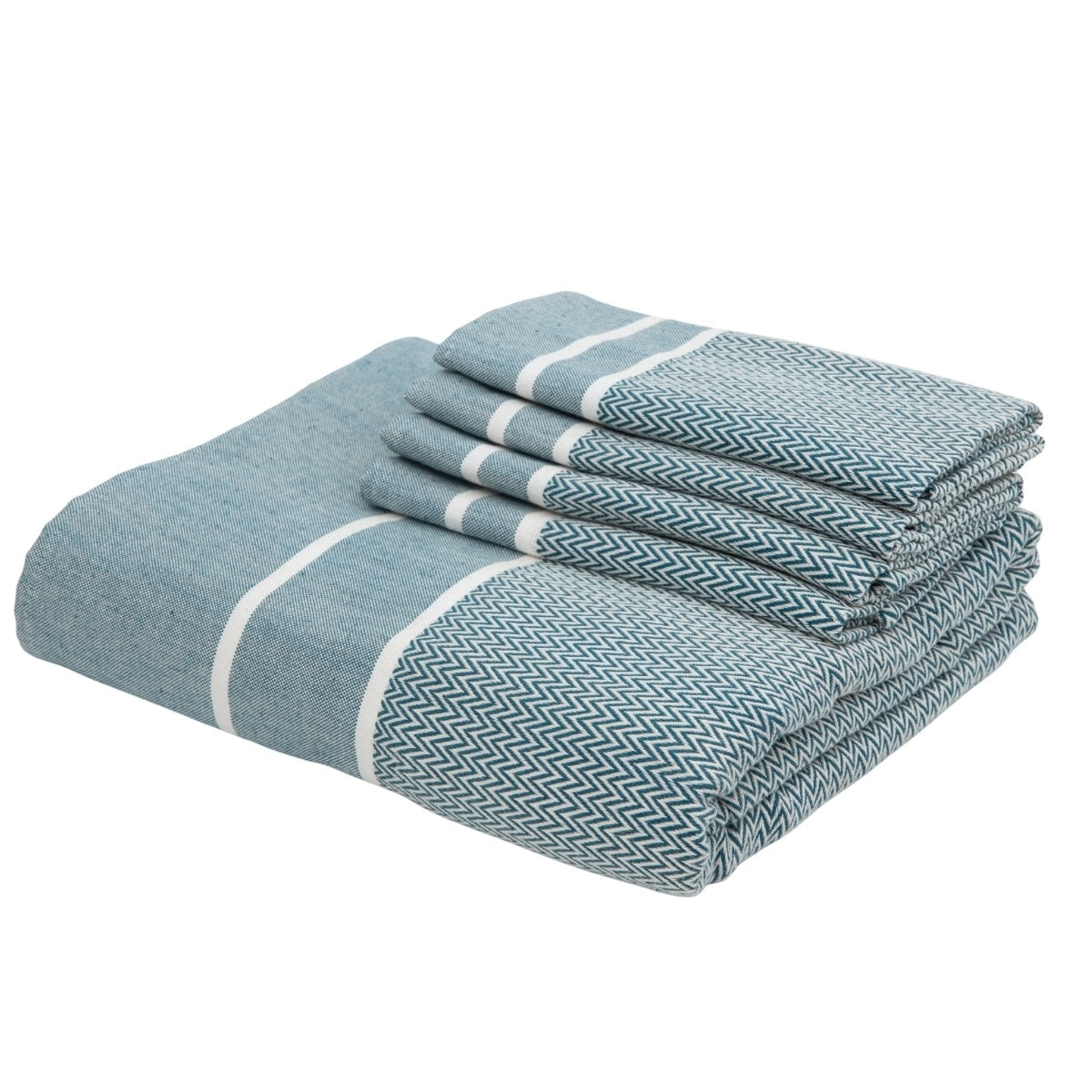 Sienna - Nappe + 8 Serviettes - Bleu Pétrole