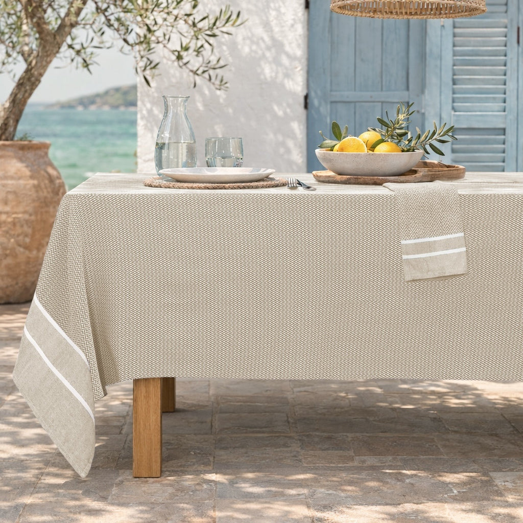 Sienna - Nappe + 8 Serviettes - Beige