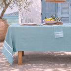 Sienna - Nappe + 8 Serviettes - Bleu Pétrole