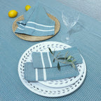 Sienna - Nappe + 8 Serviettes - Bleu Pétrole
