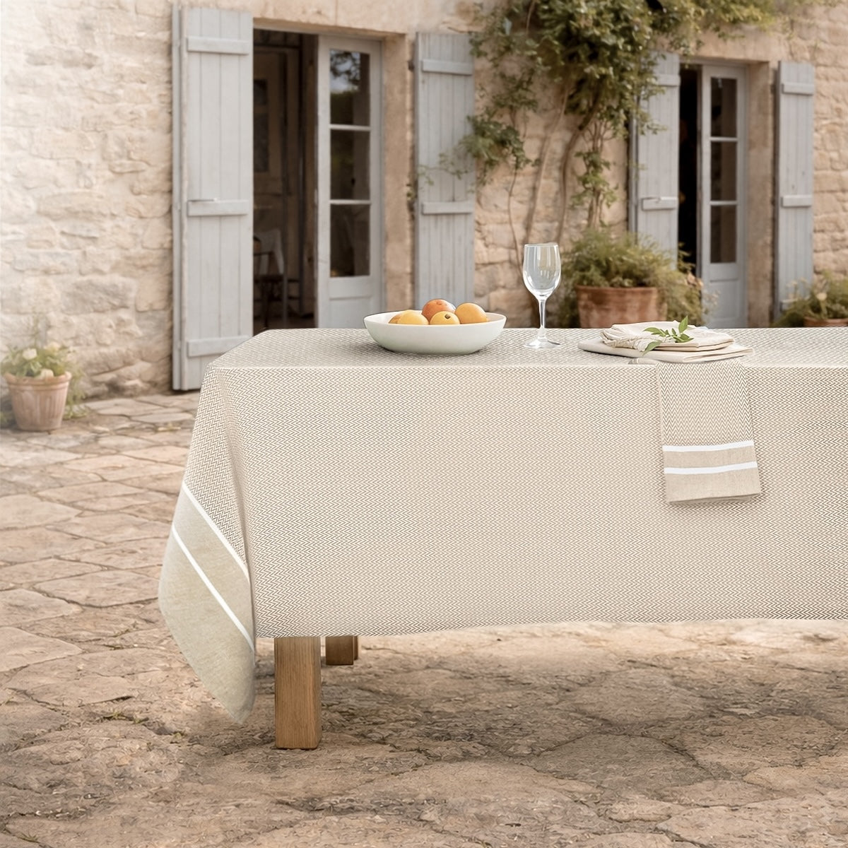 Sienna - Nappe + 8 Serviettes - Beige