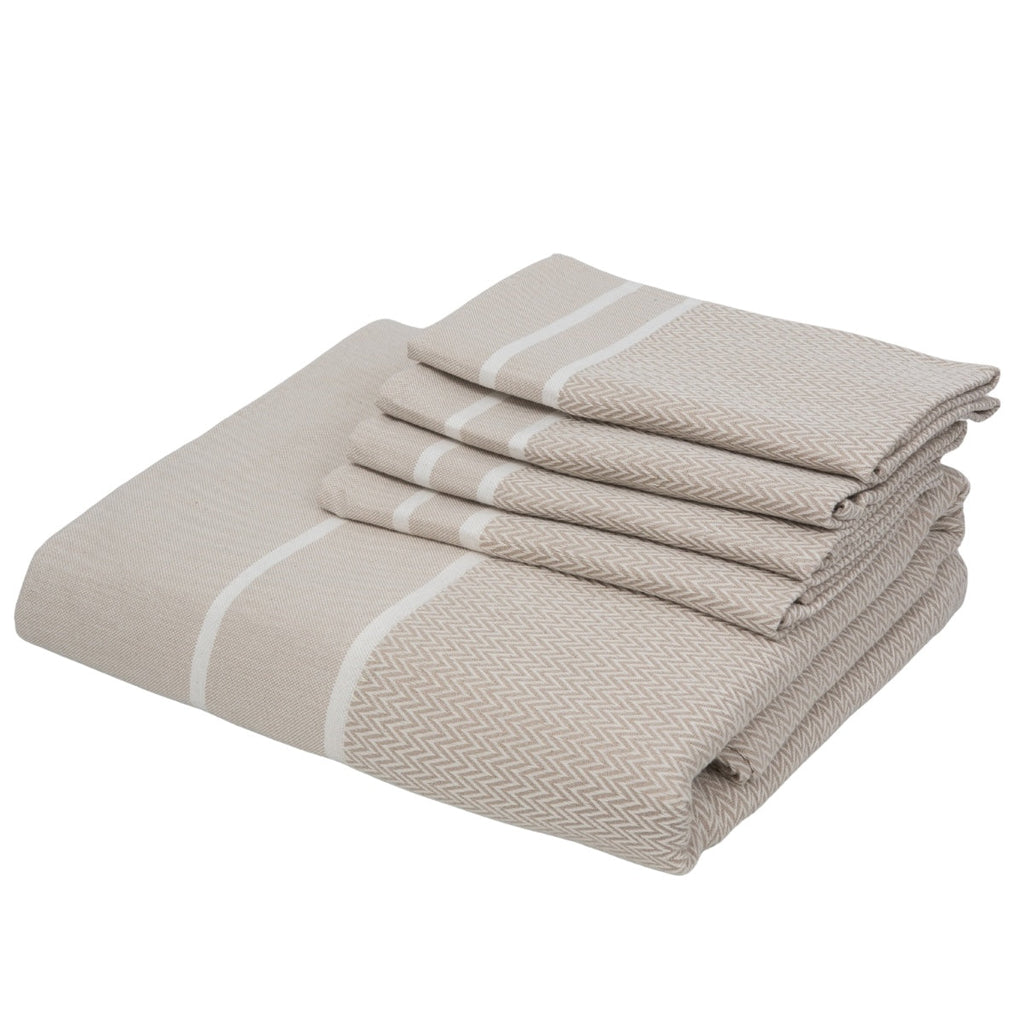 Sienna - Nappe + 8 Serviettes - Beige