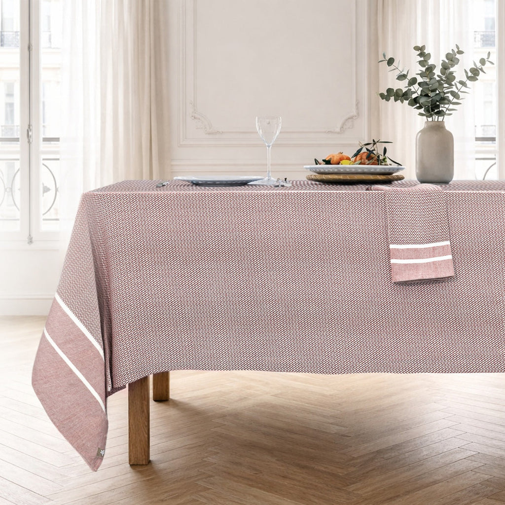 Sienna - Nappe + 8 Serviettes - Rouge Tomette